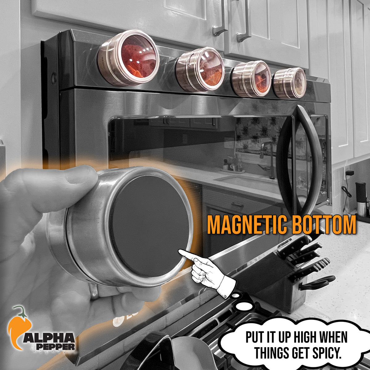 Alpha Pepper Tins showing magnetic bottom